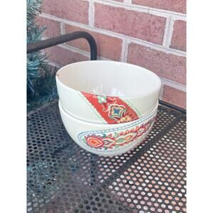 Tabletops Gallery MISTO Multi Paisley Soup Cereal Bowl Lot of 2